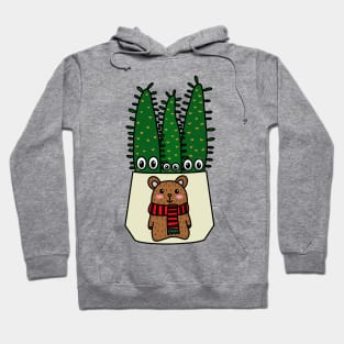 Cute Cactus Design #284: Eves Pin Cacti In Christmas Bear Pot Hoodie